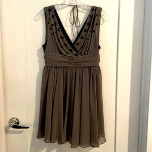 Edgy Grey Beaded Cocktail Dress